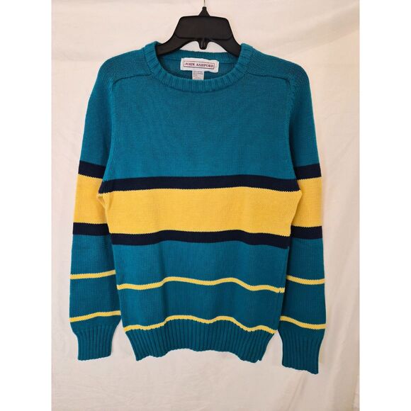 John Ashford Other - Vtg 90s John Ashford Cable Knit Striped Sweater Unisex L Colorblock Fisherman